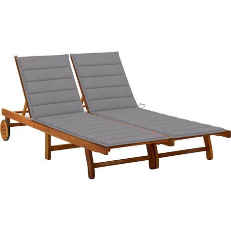 vidaXL Tumbona de jardín 2 personas y cojines madera maciza de acacia (1/5)