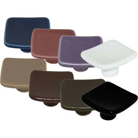 Bouton carré porcelaine blanc 36x36mm - CADAP - B0196/5S