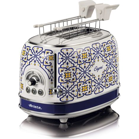 Ariete 155 Capri Toaster, 810W, 2 Scheiben, 6 Bräunungsstufen, Krümelschublade, Auftaufunktion, Automatischer Auswurf