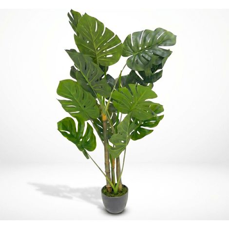 HOMESCAPES Artificial Monstera Tree, 100cm, Large Faux Swiss Cheese Plant (1/5)