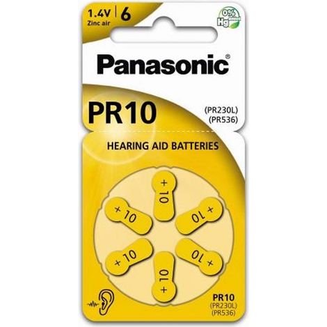 Blister da 6 pile a bottone zinco-aria 1,4V Panasonic - DA10, PR70, PR10, PR230, PR536 (1/2)