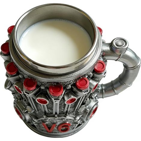 Mug inox 300 ml design moteur V8 V6 pour café et bière (1/5)