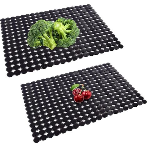 2 Pièces Tapis Evier, 30x40 Cm, PVC Noir, Antidérapant, Découpable, Pour Cuisine (1/5)
