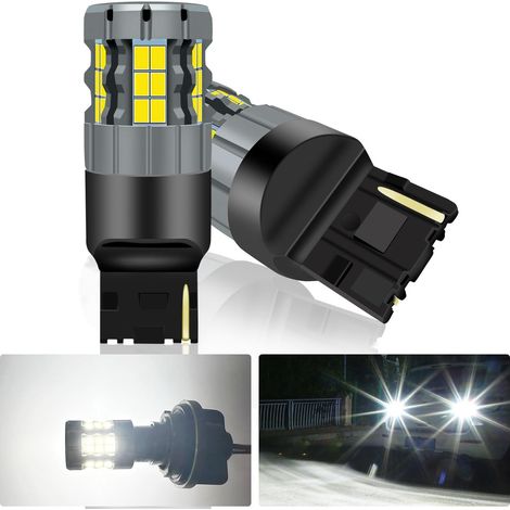 2Pcs 7440 LED Ampoule de Feu de Recul Blanc, 7440A 7441 7440NA WY21W T20 CANBUS Ampoule de Remplacement Anti Hyper Flash pour Feu Arrière Brouillard Super Luminosité 30-SMD 25W 4000LM (1/5)
