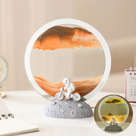 Lampe Veilleuse Astronaute - Veilleuse Vélo Thème Spatial - En Acrylique avec Effet Sable Flottant - Pour Chambre d'Enfant - 17 x 16 x 8 cm - 1 Pièce (1/5)