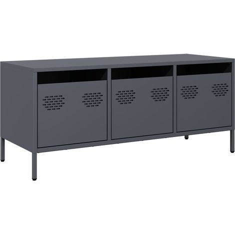 Mueble TV multimedia estantería para televisión buffet para televisión comedor salón dormitorio 101,5 x 39 x 43,5 cm acero laminado en frío antracita 020026387
