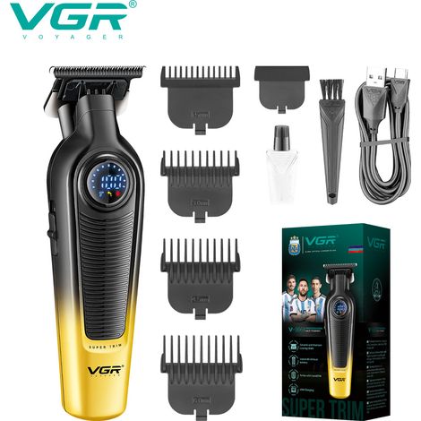 Tondeuse à cheveux électrique (dorée) avec motif de coiffure gravé et écran numérique LCD, rechargeable (1/3)