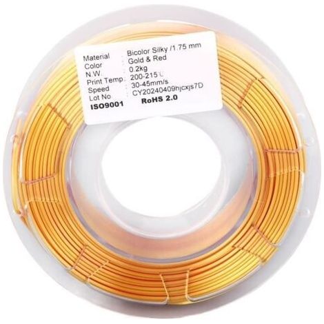 Filament d'impression Lot de filaments PLA de 1,75 mm, couleur or et rouge, double couleur, informatique detachee (1/4)