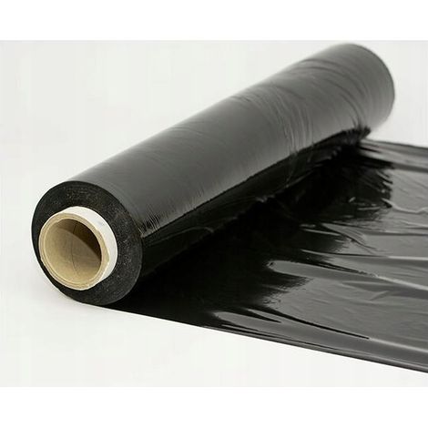 Film étirable noir 1 kg – Épaisseur 17μm – Largeur 50 cm – Pour emballage de palettes et valises – Élastique jusqu'à 300%
