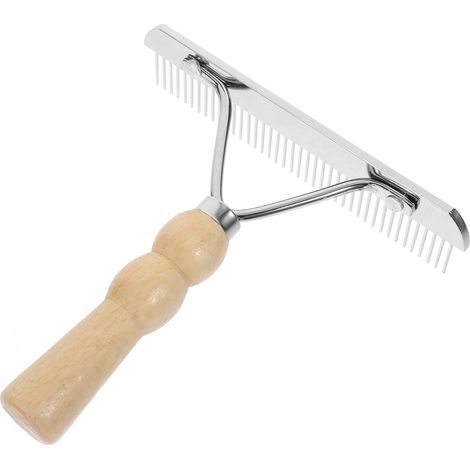1 brosse de toilettage instantanée avec manche en métal - Brosse de massage pour chevaux - Outil de massage pour les dents - Longue main - Avec kit pratique - Râteau en bois - Accessoire de (1/5)