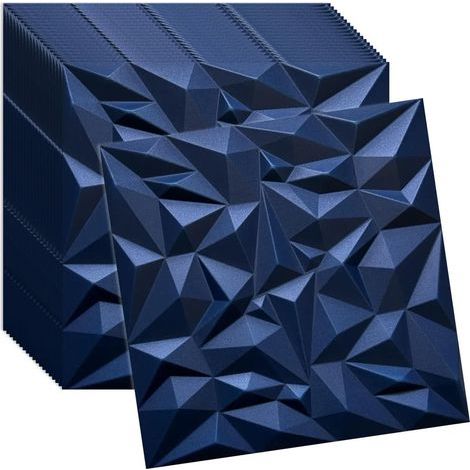 Verdico 3D Wandpaneele Marineblau – Deckenpaneele 50x50 cm – Set 24 Stück (6 m²) – Wandverkleidung innen zum Kleben – leichtes Styropor