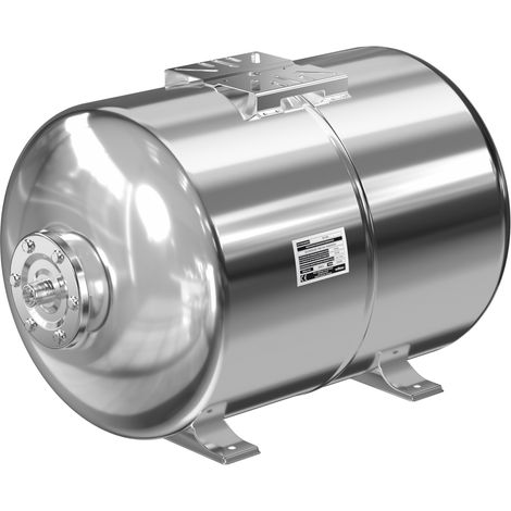 Wiltec Edelstahl Ausdehnungsgefäß 50 Liter, horizontaler Membrankessel für Hauswasserwerke und Druckerhöhungsanlagen mit EPDM Membran (1/5)