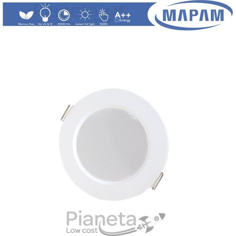 Faretto led 7/15/24w da incasso 220V faro tondo bianco opaco per cartongesso luce fredda naturale calda Mapam  Luce Calda - 7