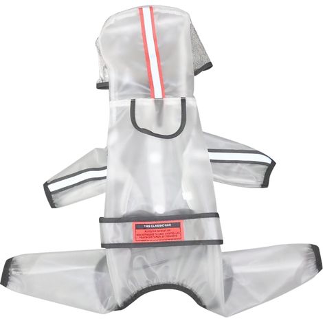 Imperméable pour chien, poncho imperméable à capuche pour chien, veste de pluie pour chien à 4 pattes avec bande réfléchissante, imperméable transparent et résistant à l'eau (1/5)