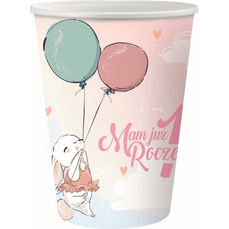 Bicchieri di carta per bambini di un anno - Coniglietto, 270 ml / 6 pezzi.