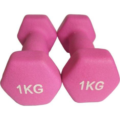 TRADE SHOP - Coppia Pesi Manubri Manubrio Palestra 1+1kg Fitness Bilancieri Esercizi Cuore - (1/2)