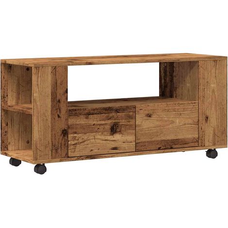 Maison Exclusive - TV-Schrank mit Rollen Altholz-Optik 102x34,5x4