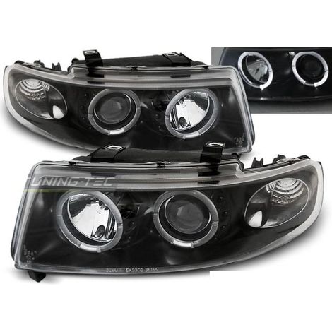 Paire de feux phares Seat Leon / Toledo 99-04 angel eyes noir-27361801 (1/2)