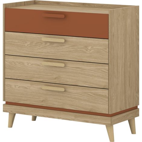 Cómoda NOKI – Roble claro y moka – 3 cajones estilo escandinavo