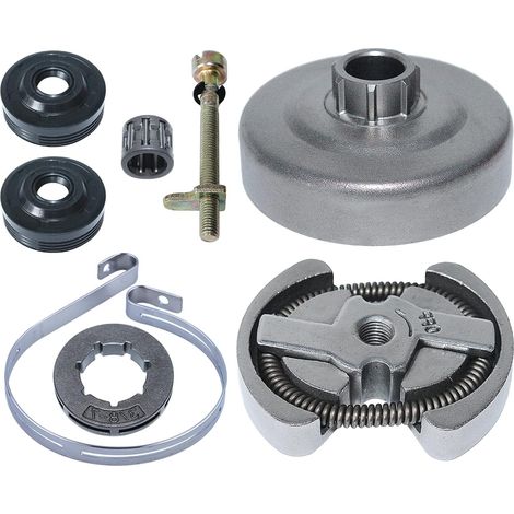 Tambour d'embrayage 3/8 7 dents jante de pignon pour Partner 420 390 350 351 352 370 371 pour tronçonneuse, embrayage, tambour d'embrayage, jante de pignon, frein à band, roulement à aiguilles, joints (1/5)
