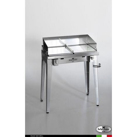 Grill 8.4 Inox Piastra liscia - Senza portapiatti - Con paraschizzi - Senza kit mensola e ruote - Satinato - barbecue, griglia, giardino, carne, a gas, acciaio made in Italy