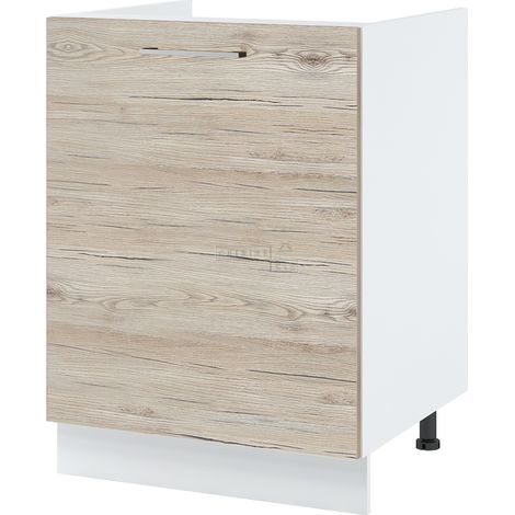 Meuble sous-évier Bellissi Noyer Blanchi 1 porte L 60 cm
