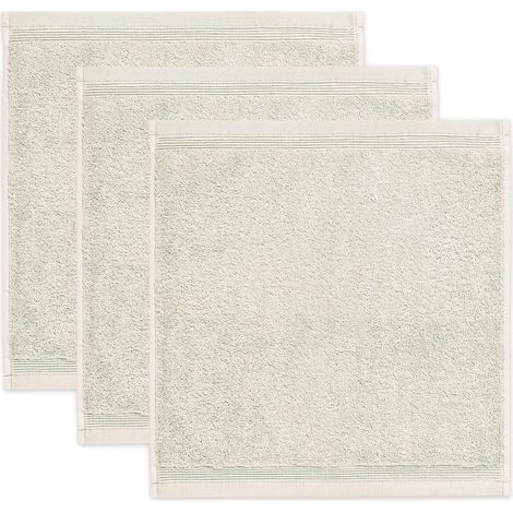 Superwuschel Lot de 3 essuie-Mains 100% Coton, Beige Naturel, 30 x 30 cm (1/5)