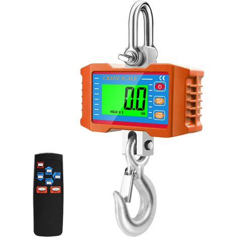 Balanza digital para grúa, retroiluminación LCD, retención de datos/tara/puesta a cero — 1000 kg (2204 lb)
