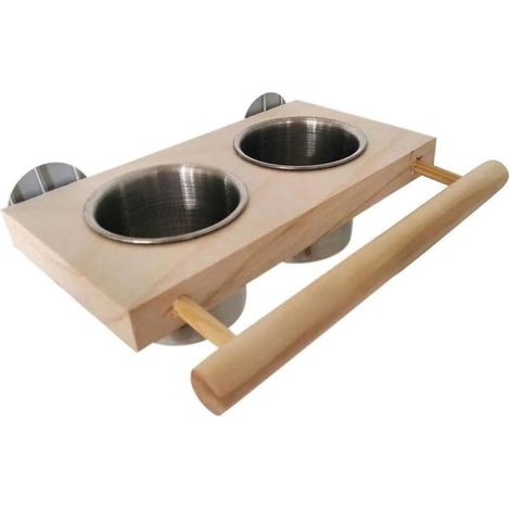 Vogelbedarf, Vogelgeschirr, Papageienfutterbox aus Edelstahl, Futtertrog, Trinknapf mit Halterung (1/5)