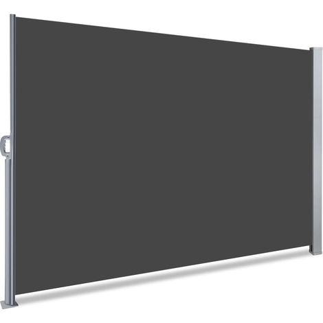 Store Latéral Vertical Paravent Rétractable Protection Solaire 180x300cm Auvent Rétractable avec Housse de Protection Brise Vue Rétractable pour Balcon, Jardin, Terrasse Gris Foncé (1/5)