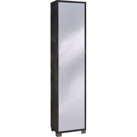 Armadio 1 Anta con Specchio 43x190x29 cm Ossido Nero (1/3)