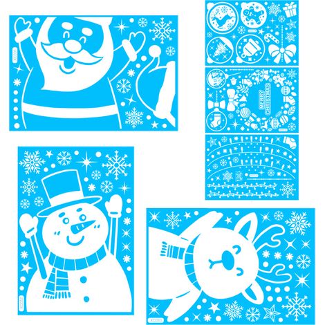 Hängende Fensterdekorationen, statisch haftende Schneeflockenaufkleber, „Frohe Weihnachten“-Fensteraufkleber für Weihnachtsfeierbedarf