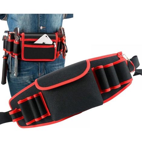 Ceinture à Outils,ceinture outils bricolage Ceinture Avec Ceinture Ajustable En Cuir sacoche outils ceinture ceintures porte-outils pour Stocker des Outils et des Accessoires (Rouge) (1/5)
