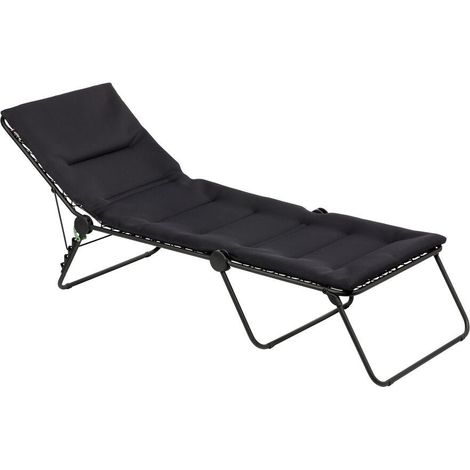 Bain De Soleil - Transat Piscine et Jardin - Chaise Longue Pliant Matelassé - Siesta L - Aircomfort® - Noir Acier - Lafuma Mobilier (1/5)