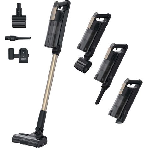 Hoover HF310P 011, Aspirapolvere a Bastone 2 in 1, Senza Sacchetto, Nero e Metallico