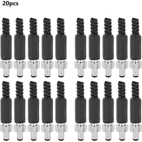 20 Stück DC-Stecker (männlich) mit Verriegelung, Kunststoff/Metall, 5,5 x 2,1 mm, für Audio-Mediaplayer
