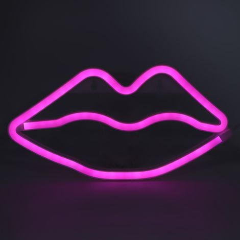 Lumière néon LED à lèvres séparées, décoration de la Saint-Valentin, veilleuse néon. (1/5)