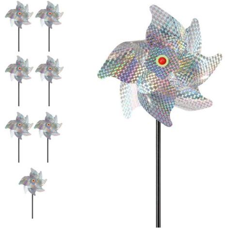 Moulin à Vent Anti-Oiseaux Réfléchissant, 8 Ensembles de Haute Réflexion, Matériau PVC, Efficace pour Les Oiseaux, Sécurité Non Toxique, Convient aux Terres Agricoles (Couleur (1/5)