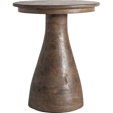 Table d'appoint ronde en bois de manguier style contemporain - Brun bois de manguier naturel (1/4)