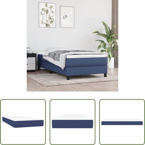 Sommeil de qualité - Matelas de lit à ressorts ensachés fermeté moyenne Bleu 90x200x20 cm Tissu (1/5)