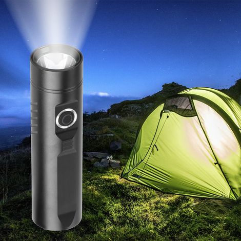Mini lampe torche LED étanche pour le camping, puissante et rechargeable par USB pour les activités de plein air. (1/5)