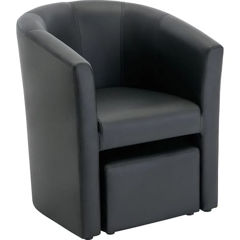 Poltrona cabriolet e pouf in Similpelle Nero - JOVANA (1/5)