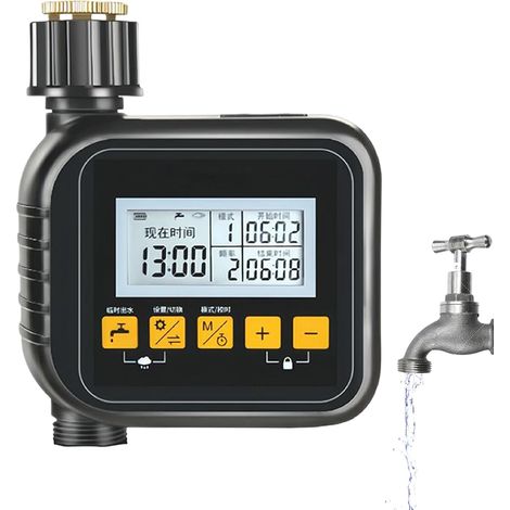 Timer de l'eau, girant de gicleurs Timer du tuyau d'arroseur de cour Dispositifs d'arrosage numérique programmables avec des modes de retard de pluie pour le patio de pelouse de jardin (1/5)