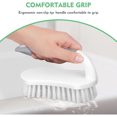 Lot de 2 brosses à récurer robustes à poils rigides - Brosse de nettoyage pour salle de bain, cuisine, douche et tapis (1/2)