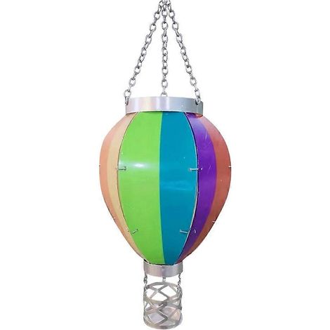 Solar-Gartenlaterne in Form eines Heißluftballons mit Kerzenhalter, bunte Solar-Lichterkette (1/5)