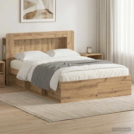 Estructura de cama con almacenamiento Roble Artesanal (1/5)