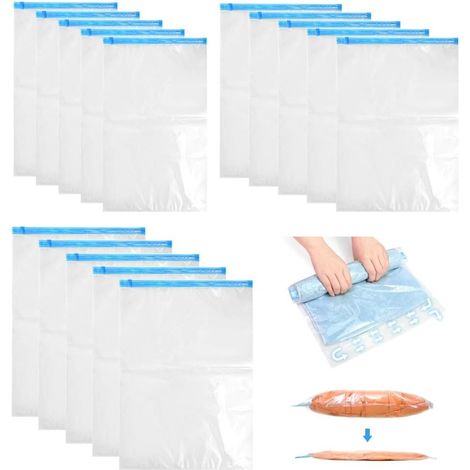 Sacs de rangement sous vide pour vêtements, lot de 15, sacs de compression pour couettes et voyages, sans pompe requise-AquaForge