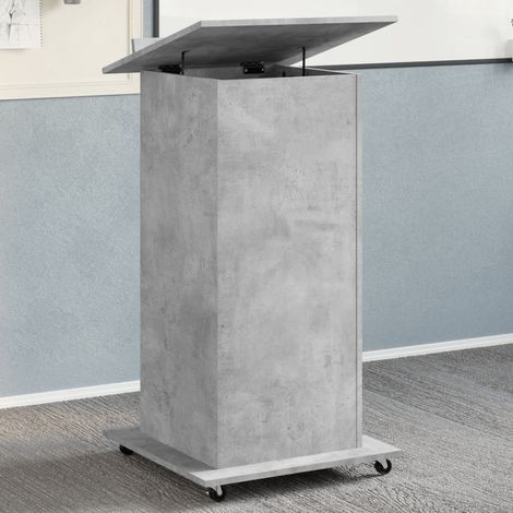 vidaXL Leggio con Ruote e Cassetto Grigio 55x55x107 cm in