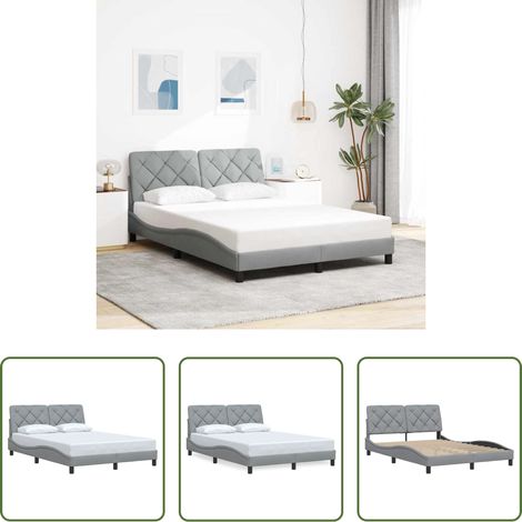 vidaXL Tête de lit - Cadre de lit sans matelas gris clair 140x200 cm tissu (1/5)