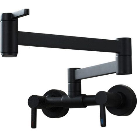 Robinet de remplissage de Casseroles, Robinet Mural en Laiton pour Eau Chaude et Froide Massif Robinet D'Évier de Restaurant Pliable avec Double Bras Oscillant et 3 Poignées (1/5)